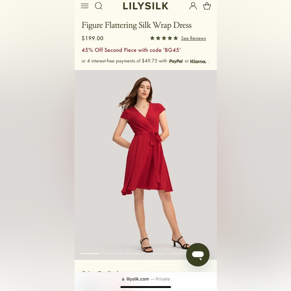 Lilysilk red silk wrap dress